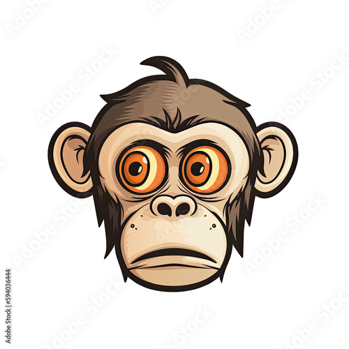 Puzzled Monkey Face Sticker On Isolated Tansparent Background, Png, Logo. Generative AI