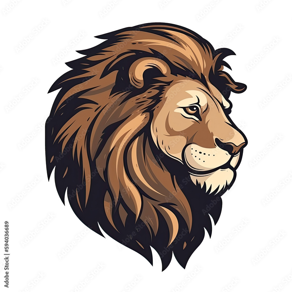 Thinks Lion Face Sticker On Isolated Tansparent Background, Png, Logo. Generative AI