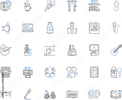 Artistic minds line icons collection. Creativity, Imagination, Innovation, Expression, Perspective, Inspiration, Vision vector and linear illustration. Talent,Skill,Aesthetics outline signs set