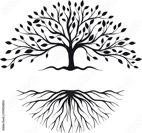 Abstract silhouette of tree and root logo