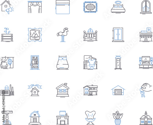 Remodeling line icons collection. Renovation, Improvement, upgrading, Refurbishment, Revamp, Redesign, Overhaul vector and linear illustration. Modernization,Restructuring,Renewal outline signs set