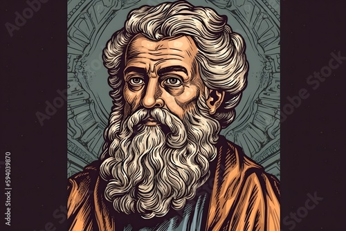 Saint Matthias Apostle of Jesus Christ Colored Illustration. Generative Ai.