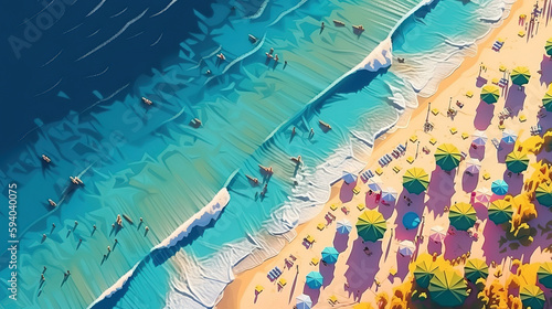 Aerial view of beach. Generative Ai