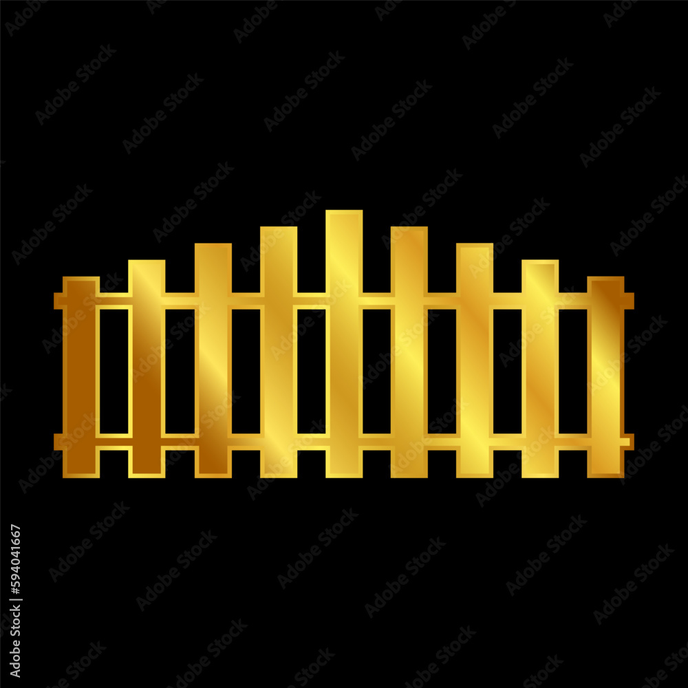 fence icon in gold colored fence icon in gold colored