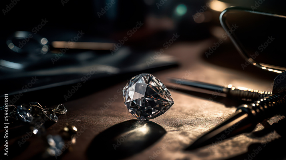 Working desk for diamond cutting with professional tools. Working desk for diamond cutting with professional tools.