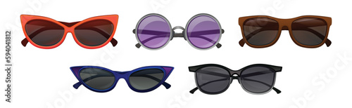 Shaped Sunglasses or Shades as Protective Eyewear Vector Set