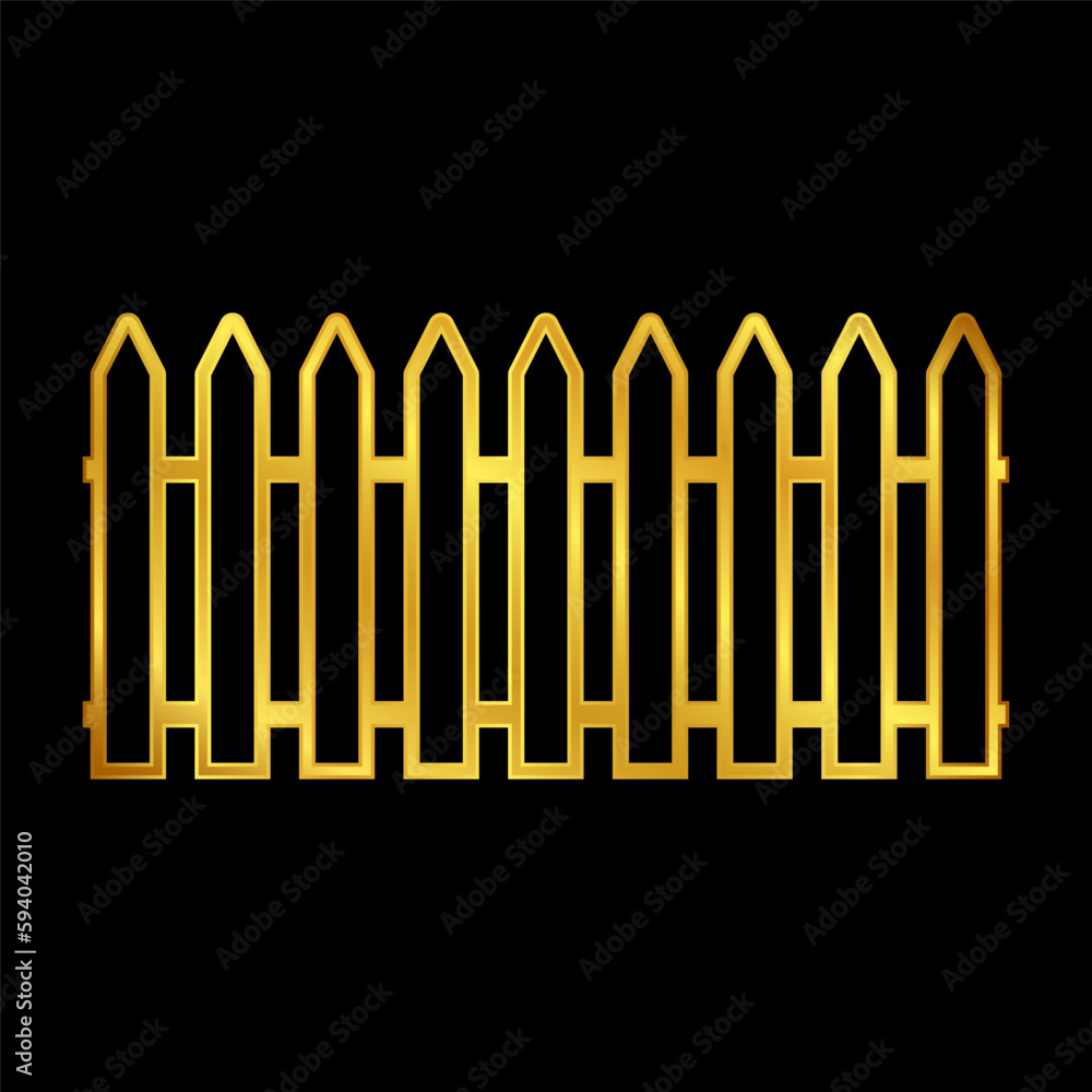 fence icon in gold colored fence icon in gold colored