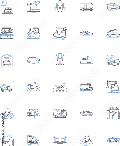 Carriage line icons collection. Horse-drawn, Luxury, Vintage, Romantic, Elegant, Historic, Traditional vector and linear illustration. Classic,Royalty,Regal outline signs set