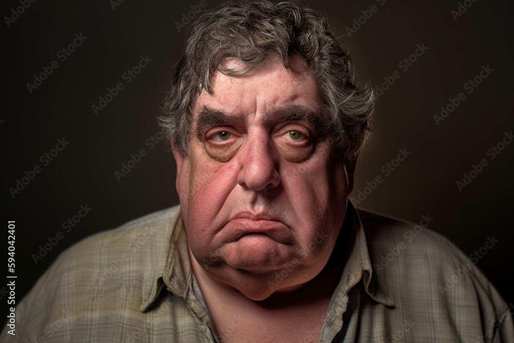 Close-up portrait of an obese man with unhealthy look Close-up portrait of an obese man with unhealthy look