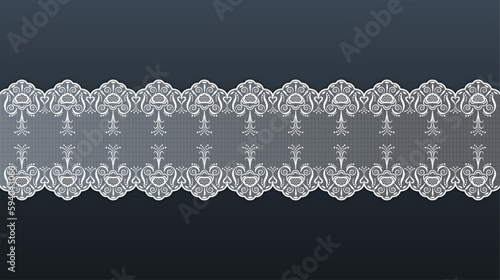white trim lace ribbon on dark background