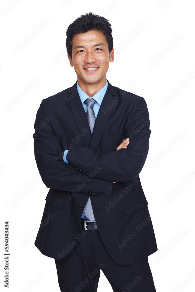 Portrait, Asian and business man with arms crossed isolated on a transparent png background. Confidence, professional and executive, person and happiness of entrepreneur from Japan with pride for job Portrait, Asian and business man with arms crossed isolated on a transparent png background. Confidence, professional and executive, person and happiness of entrepreneur from Japan with pride for job