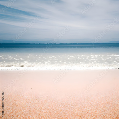 Beach and Sea with Sky, Beach with sand, Realistic, Generative AI