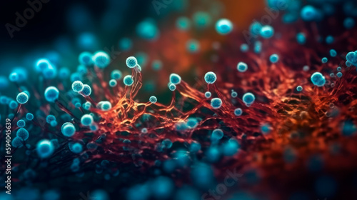 Microscopic particles. Close up of a mirco organism. Generative AI photo