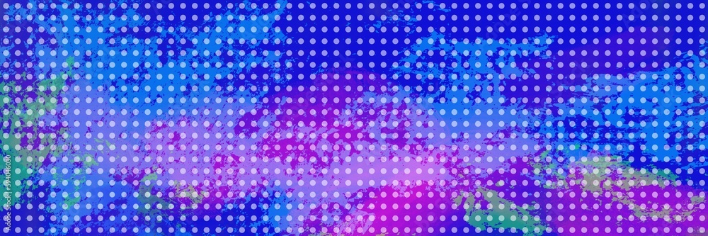 Abstract background pattern of halftone dots texture design in purple pink blue and green, colorful grunge painted splashes with polka dots, creative fun background or modern art banner Abstract background pattern of halftone dots texture design in purple pink blue and green, colorful grunge painted splashes with polka dots, creative fun background or modern art banner