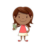 Little girl holding money