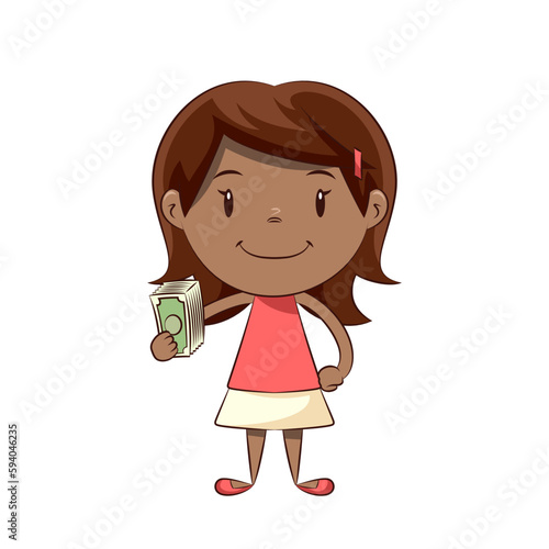 Little girl holding money