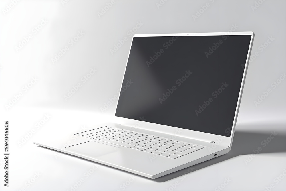Laptop white screen mockup, generative ai Laptop white screen mockup, generative ai