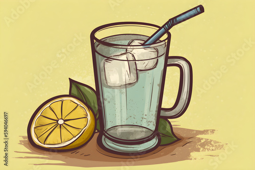 Limonite drink cartoon retro. generative ai