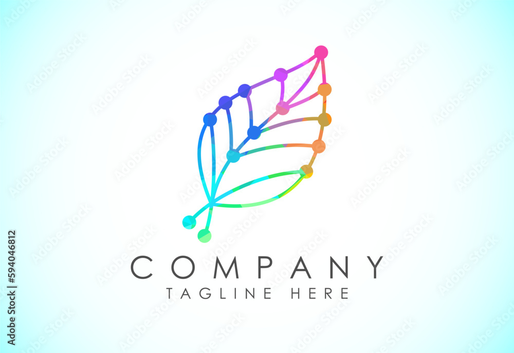 Obraz premium Low Poly Creative Leaf Technology Logo Design Template, Green Technology Logo Designs Concept