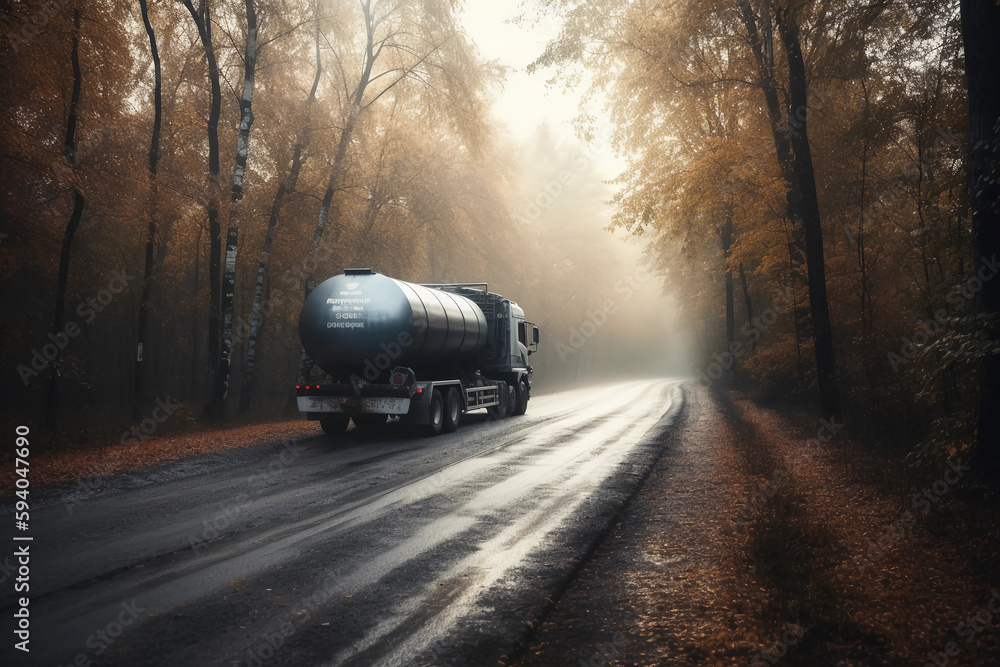 truck in the fog