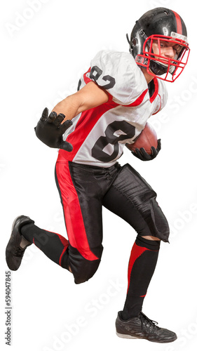 Football Player Running and Holding Ball - Isolated