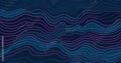 Wavy Woodcut Abstraction in Sky-Blue and Magenta (AI Generated).