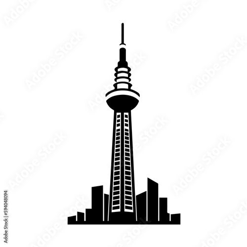 Super Tall Skyscraper Logo Monochrome Design Style 