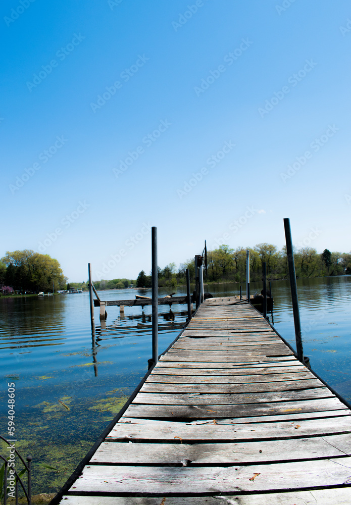 Naklejka premium Pier on the river in Wisconsin