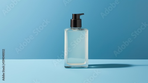 aftershave lotion on flat lay showcases, blank tube - generative ai