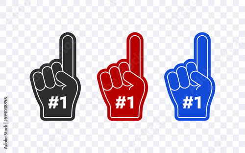 Fan Foam Fingers. Foam fingers with hashtags. Finger pointing up. Vector scalable graphics
