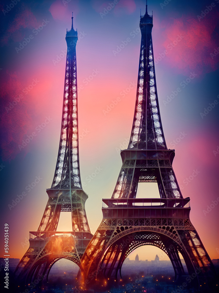 Paris Eiffel tower. AI generated illustration