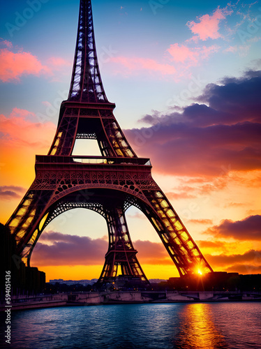 Paris Eiffel tower. AI generated illustration © vector_master