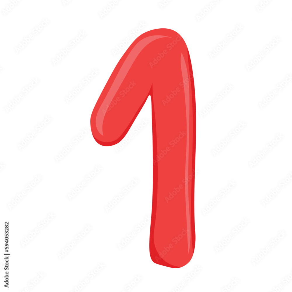 red number 1 in cartoon style, color number 1 in balloons, fun math red number 1 in cartoon style, color number 1 in balloons, fun math