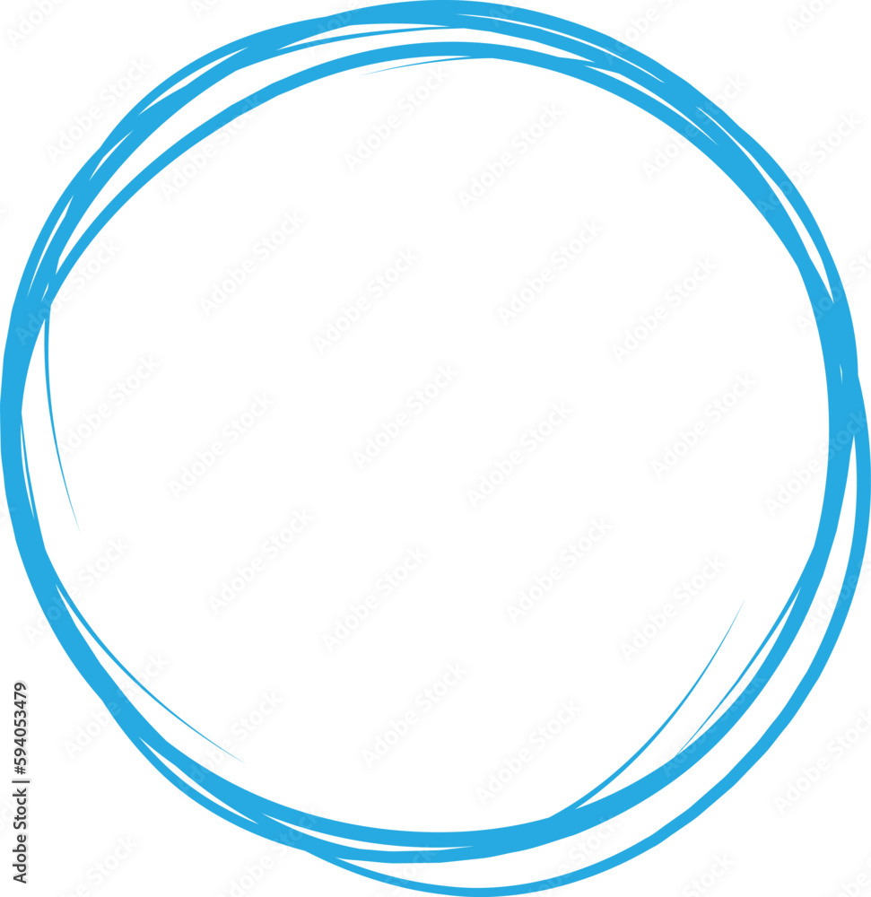 Blue circle line hand drawn. Highlight hand drawing circle isolated on white background. Round handwritten circle. For marking text, note, mark icon, number, marker pen, pencil and text check, vector Blue circle line hand drawn. Highlight hand drawing circle isolated on white background. Round handwritten circle. For marking text, note, mark icon, number, marker pen, pencil and text check, vector