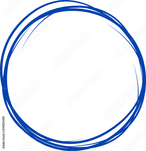 Navy blue circle line hand drawn. Highlight hand drawing circle isolated on background. Round handwritten circle. For marking text, note, mark icon, number, marker pen, pencil and text check, vector