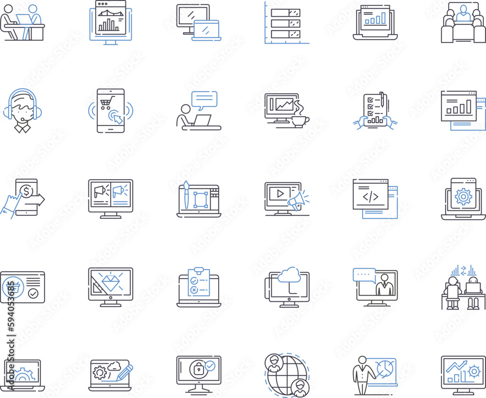 Virtual enterprise line icons collection. Digital, Virtuality, Economy, Innovation, Technology, Online, Entrepreneurship vector and linear illustration. Nerking,Collaboration,Global outline signs set Virtual enterprise line icons collection. Digital, Virtuality, Economy, Innovation, Technology, Online, Entrepreneurship vector and linear illustration. Nerking,Collaboration,Global outline signs set