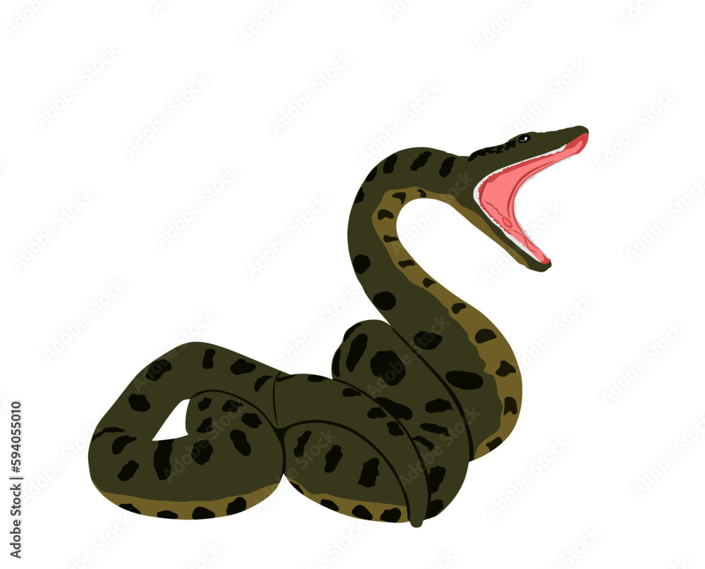 Curl snake attack prey vector illustration isolated on white background