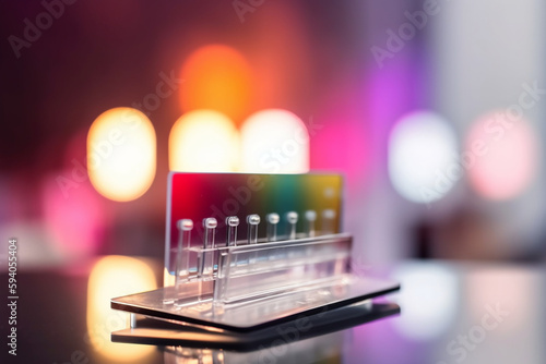 A blurred bokeh background with a focus on a business card holder, showcasing networking and professional connections - business concept, bokeh Generative AI