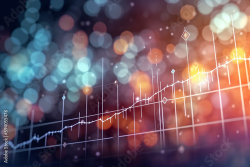 An abstract close-up of a stock market graph with bokeh lights, symbolizing financial markets and investments in business - business concept, bokeh Generative AI