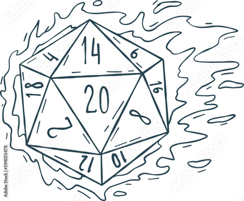 Dice d20 for playing Dnd. Board game. photo