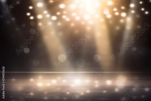 A blurred bokeh background with a spotlight on a stage, representing business events and conferences - business concept, bokeh Generative AI © Катерина Євтехова