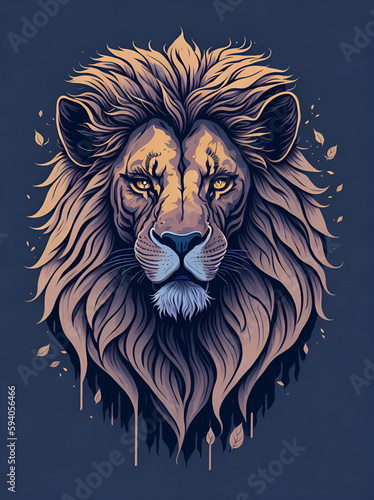 A lion head cartoon. AI generated illustration