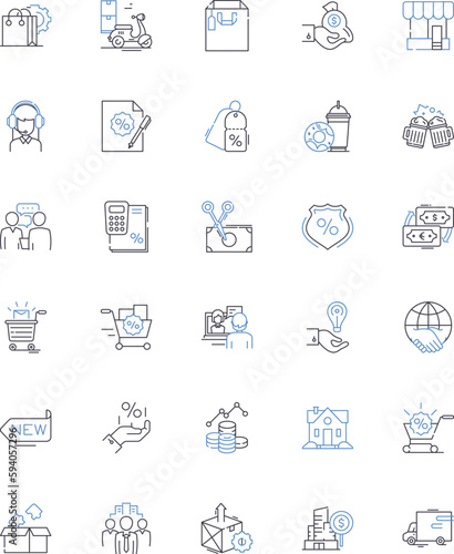 Transactions line icons collection. Exchange, Trade, Payment, Sale, Transfer, Purchase, Acquisition vector and linear illustration. Procurement,Buy,Sell outline signs set