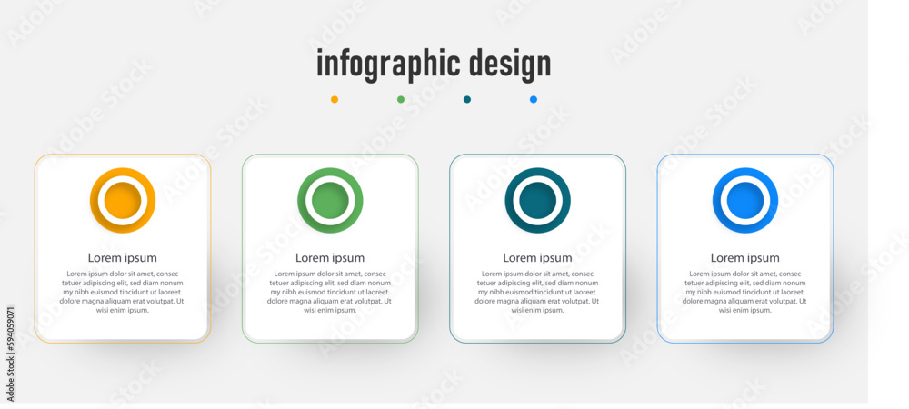 Business infographic element with 4 options, steps, number template design Premium Vector
