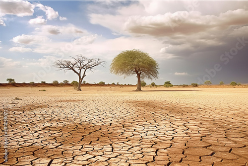 seca paisagem rachada na África