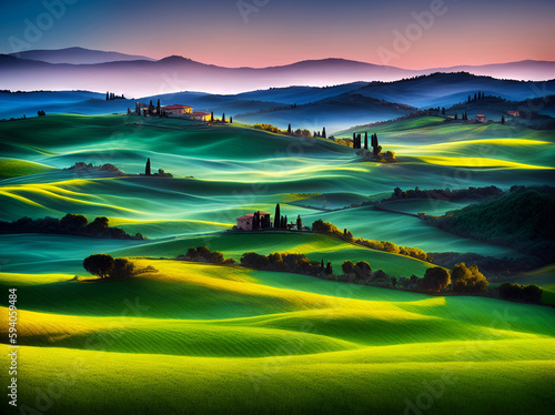 Tuscany, Italy landscape. AI generated illustration