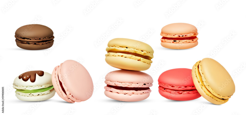 colorful macaroons set on transparent background colorful macaroons set on transparent background