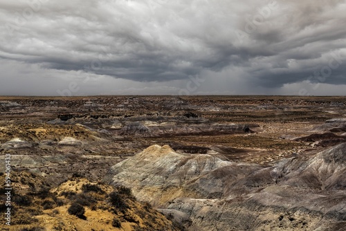 Landscape of a rocky valley with sandstone formations