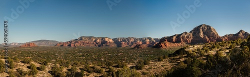 Panoramic view of the landscape of the beautiful sandstone formations in Sedona