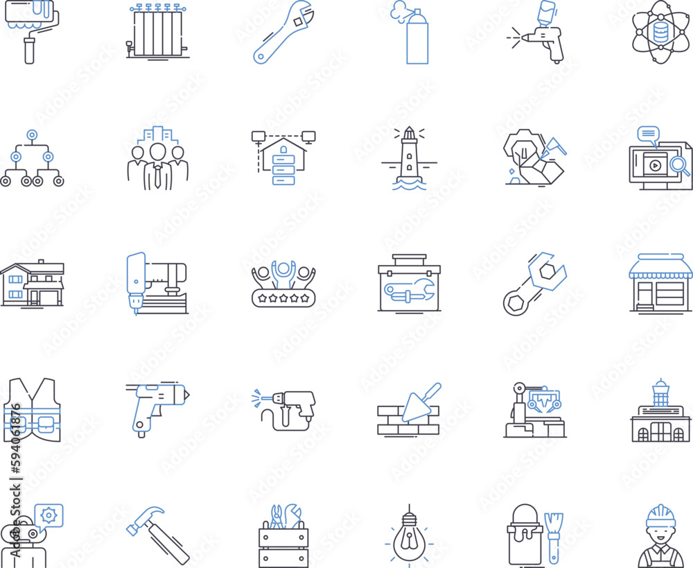 Constructor line icons collection. Build, Create, Engineer, Design, Fabricate, Develop, Assemble vector and linear illustration. Construct,Form,Erect outline signs set Constructor line icons collection. Build, Create, Engineer, Design, Fabricate, Develop, Assemble vector and linear illustration. Construct,Form,Erect outline signs set